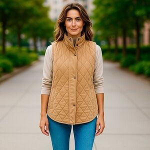 Women’s ORVIS Quilted Vest with Rib-knit insets and Collar zipper-snaps closure